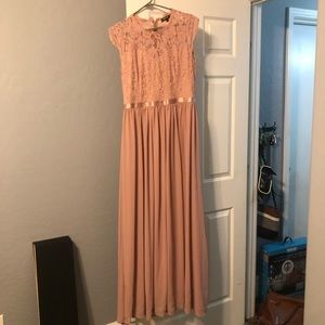 Long Blush Bridesmaid Formal Dress